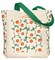 Aesthetic Heavy Canvas Tote Bag - with Pocket for Women Large Cloth Cotton Tote Bag for Shopping, Gym, Work, Travel, Beach, Vacation, Green White Flower